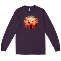 Plum Western Cowboy Sunset Bull Skull Long Sleeve Tee - Bettercallsaul