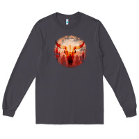 Smoke Western Cowboy Sunset Bull Skull Long Sleeve Tee - Bettercallsaul