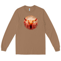 Toasted Coconut Western Cowboy Sunset Bull Skull Long Sleeve Tee - Bettercallsaul