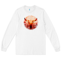 White Western Cowboy Sunset Bull Skull Long Sleeve Tee - Bettercallsaul