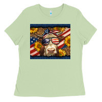 Matcha Western 4th Of July Cow Ladies Tee - LillyAllenDesigns