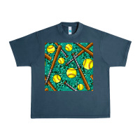 Midnight Navy softball bat with leopard and glitter seamless pattern Urban Heavy Tee - BundleAndBundleShop