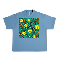 Pebble Blue softball bat with leopard and glitter seamless pattern Urban Heavy Tee - BundleAndBundleShop