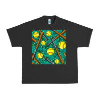 Pigment Black softball bat with leopard and glitter seamless pattern Urban Heavy Tee - BundleAndBundleShop