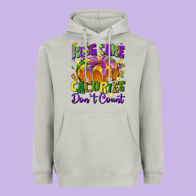 King Cake Calories Don't Count Heavyweight Hoodie Designed By Fadigitalartstudio
