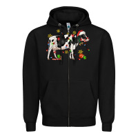 Black christmas holstein cow Zipper Hoodie - CowGirlArtShop
