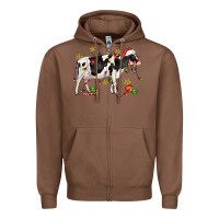 Chestnut christmas holstein cow Zipper Hoodie - CowGirlArtShop