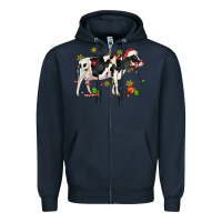 Navy christmas holstein cow Zipper Hoodie - CowGirlArtShop