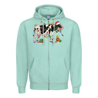 Christmas Holstein Cow Zipper Hoodie | Teevron