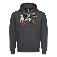 Smoke christmas holstein cow Zipper Hoodie - CowGirlArtShop