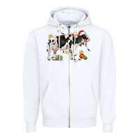 White christmas holstein cow Zipper Hoodie - CowGirlArtShop