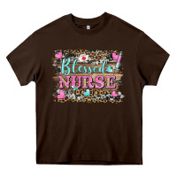 Chocolate Brown blessed nurse Heavy Core Tee - BarkalooDesign