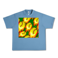 Pebble Blue softball fire ball seamless pattern Urban Heavy Tee - BundleAndBundleShop