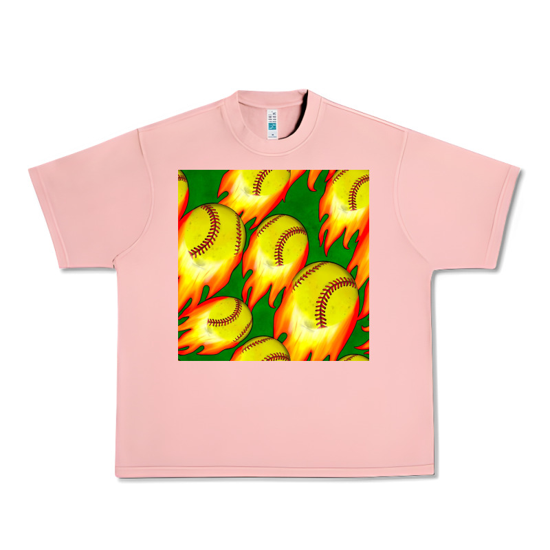 Softball Fire Ball Seamless Pattern Urban Heavy Tee by BundleAndBundleShop | Teevron