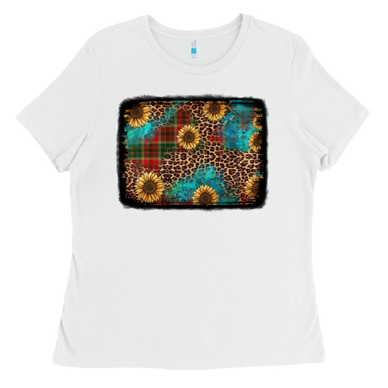 Christmas Sunflowers And Buffalo Plaid Background Ladies Tee by Jasminsmagicworld | Teevron
