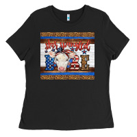 Black Western Star Spangled Baby Cow Ladies Tee - LillyAllenDesigns