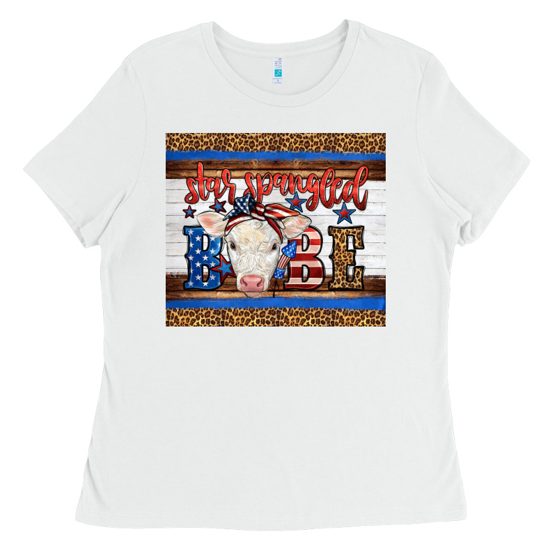Western Star Spangled Baby Cow Ladies Tee by LillyAllenDesigns | Teevron