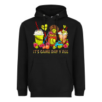 Black It's Game Day Y'all Softball Coffee Cups Heavyweight Hoodie - FaDigitalArtStudio