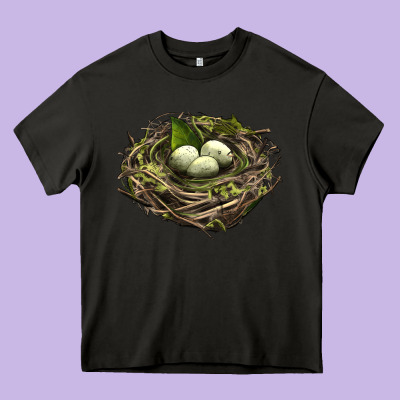 Bird Nest With Eggs Heavy Core Tee Designed By Lillyallendesigns