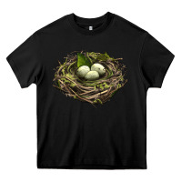 Black Bird Nest With Eggs Heavy Core Tee - LillyAllenDesigns