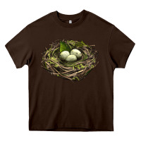 Chocolate Brown Bird Nest With Eggs Heavy Core Tee - LillyAllenDesigns