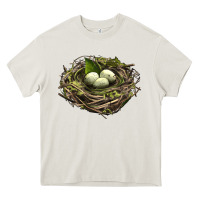 Cream Bird Nest With Eggs Heavy Core Tee - LillyAllenDesigns