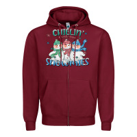 Burgundy chillin with my snowmies Zipper Hoodie - CowGirlArtShop