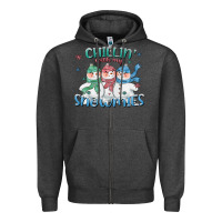 Charcoal Heather chillin with my snowmies Zipper Hoodie - CowGirlArtShop