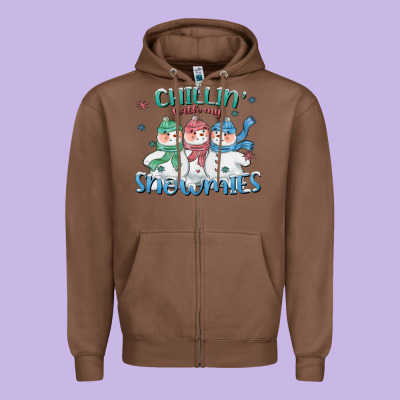 Chillin With My Snowmies Zipper Hoodie Designed By Cowgirlartshop