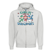 Dove Grey chillin with my snowmies Zipper Hoodie - CowGirlArtShop