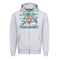 Heather Grey chillin with my snowmies Zipper Hoodie - CowGirlArtShop