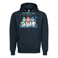 Navy chillin with my snowmies Zipper Hoodie - CowGirlArtShop