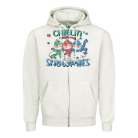 Oatmeal Heather chillin with my snowmies Zipper Hoodie - CowGirlArtShop