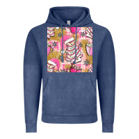 Vintage Denim christmas cake and pink mug seamless pattern bbs Vintage Hoodie - BundleAndBundleShop