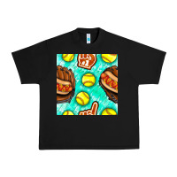 Black softball glove and hotdog seamless pattern Urban Heavy Tee - BundleAndBundleShop