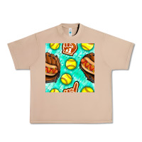 Burro softball glove and hotdog seamless pattern Urban Heavy Tee - BundleAndBundleShop