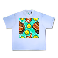 Grape Ice softball glove and hotdog seamless pattern Urban Heavy Tee - BundleAndBundleShop