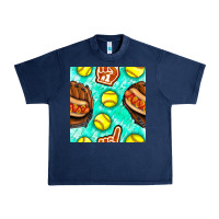 Navy softball glove and hotdog seamless pattern Urban Heavy Tee - BundleAndBundleShop