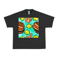 Pigment Black softball glove and hotdog seamless pattern Urban Heavy Tee - BundleAndBundleShop