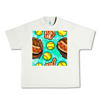 Pistachio softball glove and hotdog seamless pattern Urban Heavy Tee - BundleAndBundleShop