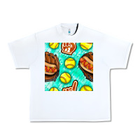 White softball glove and hotdog seamless pattern Urban Heavy Tee - BundleAndBundleShop