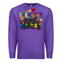 Purple straight against hate Premium Sweatshirt - FaDigitalArtStudio