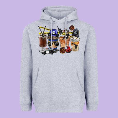 Police Coffee Cups Heavyweight Hoodie Designed By Fadigitalartstudio