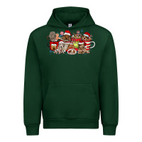Forest Green Christmas Dog Coffee Urban Hoodie - CowhideDigitalArt