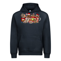 Navy Christmas Dog Coffee Urban Hoodie - CowhideDigitalArt