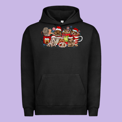 Christmas Dog Coffee Urban Hoodie Designed By Cowhidedigitalart