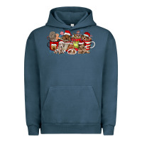 Pigment Midnight Navy Christmas Dog Coffee Urban Hoodie - CowhideDigitalArt