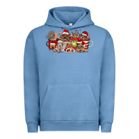 Pigment Pebble Blue Christmas Dog Coffee Urban Hoodie - CowhideDigitalArt