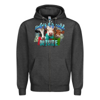 Charcoal Heather heifers its cold outside Zipper Hoodie - CowGirlArtShop