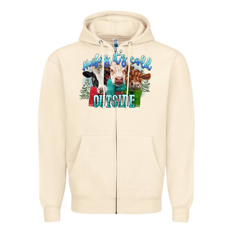 Heifers Its Cold Outside Zipper Hoodie by CowGirlArtShop | Teevron